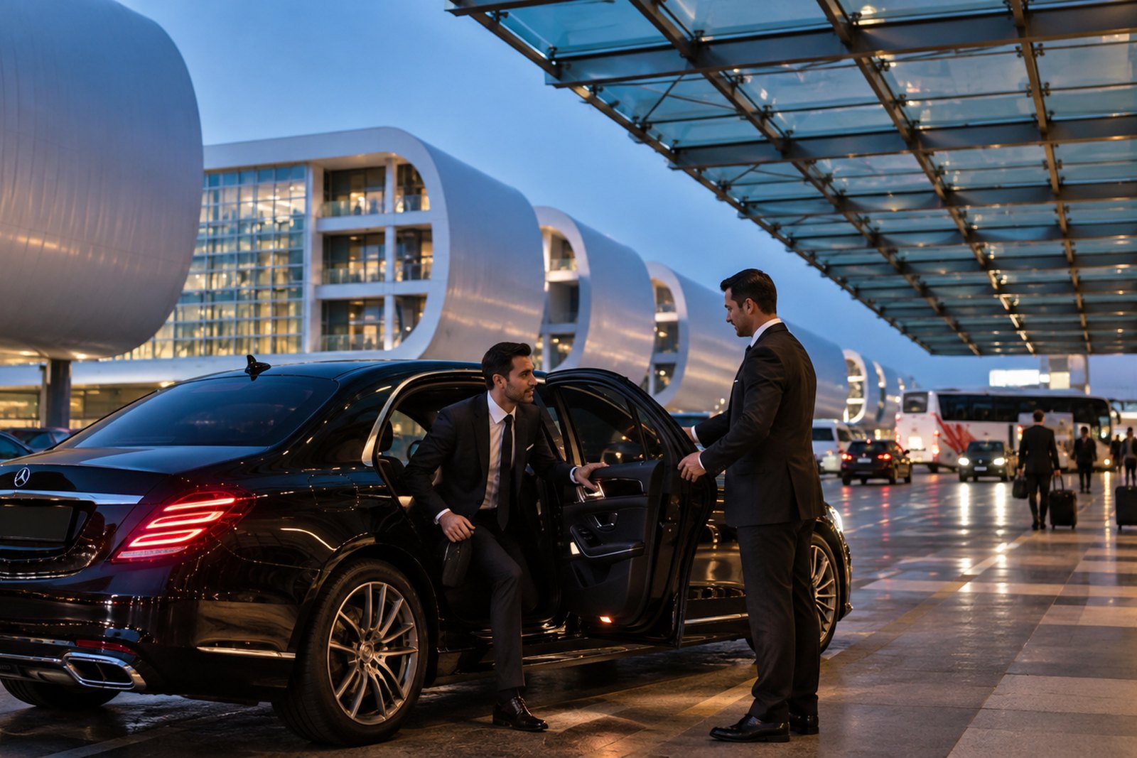 L'arrivo all'hotel e le vetture del transfer